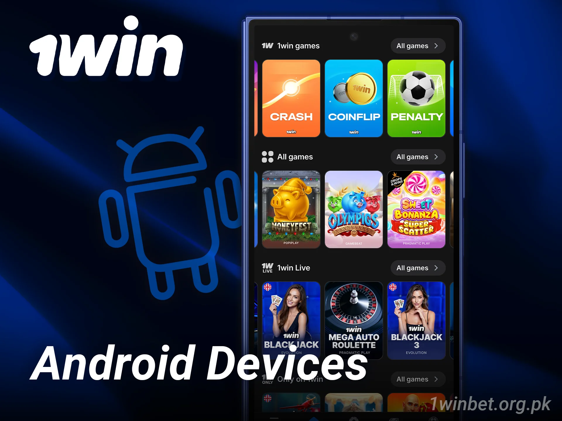 Check supported Android devices and use the 1win casino app easily.