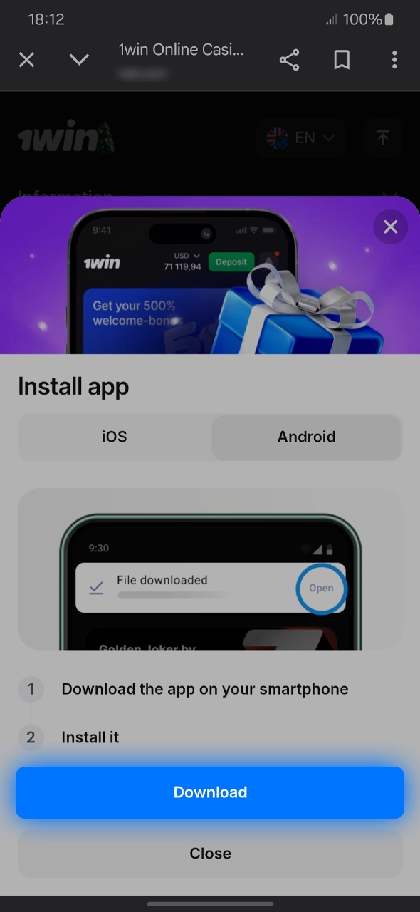 Read how to download the 1win casino APK file to your device.