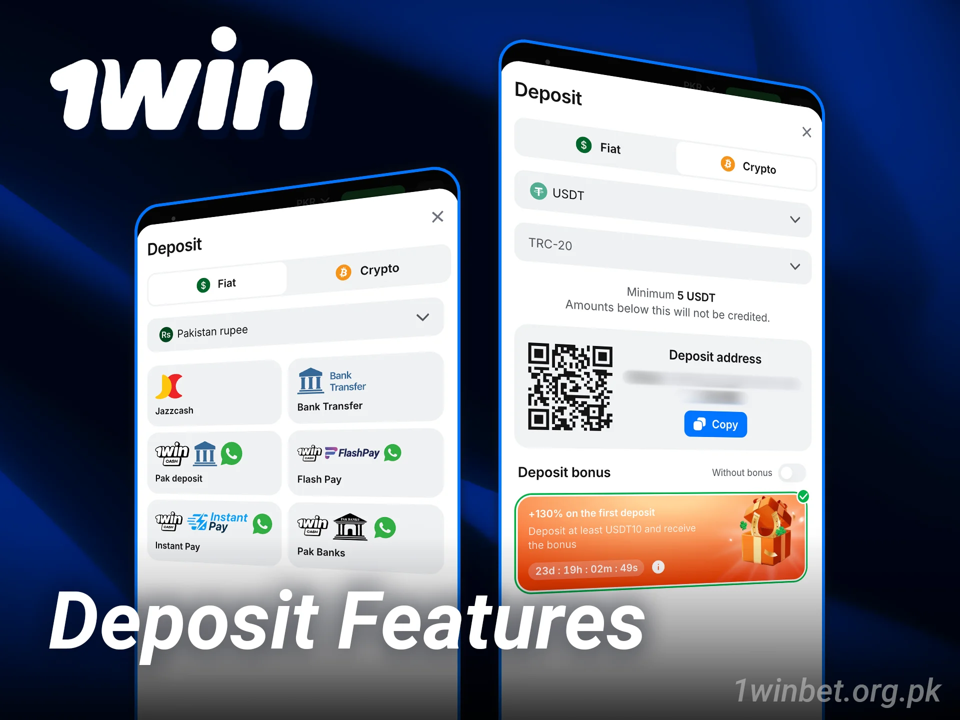Use convenient deposit options in the 1win casino app.