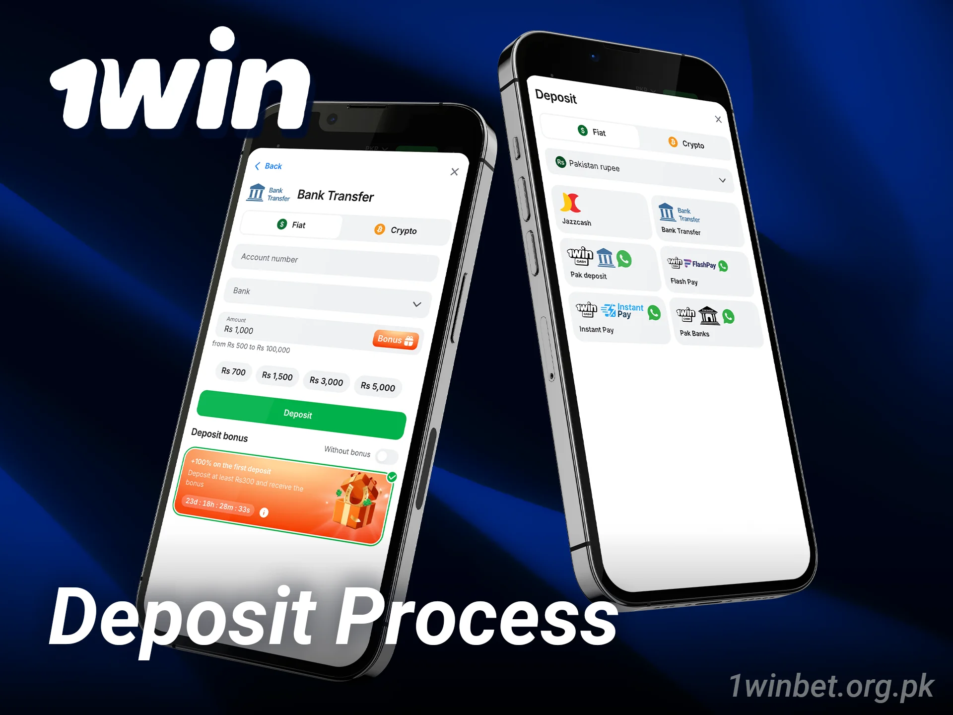Learn how to deposit funds in the 1win casino app.
