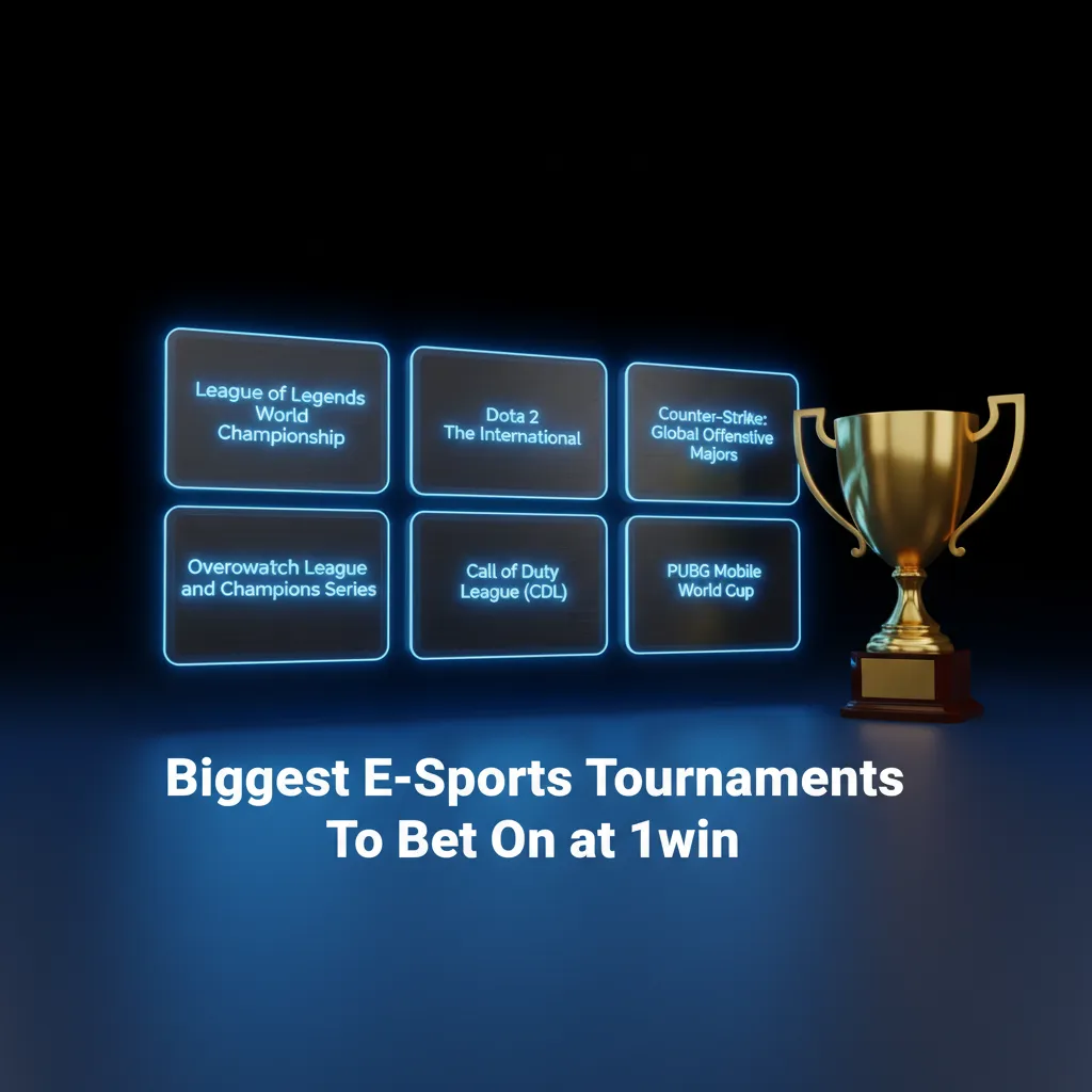 1win esports betting guide listing major tournaments: The International, CS2 Majors, Worlds, VCT, IEM, BLAST, PMGC.