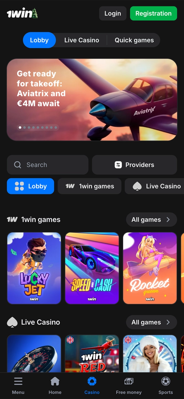 Browse casino games at 1win casino and start spinning.