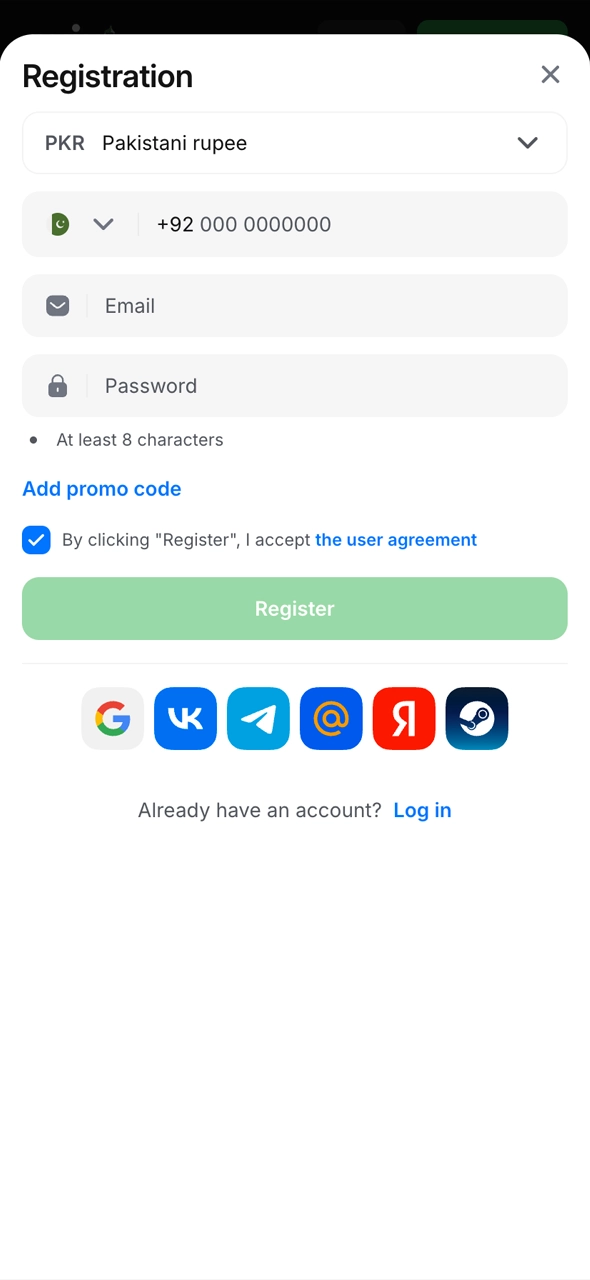 Register at 1win casino and create your account today.
