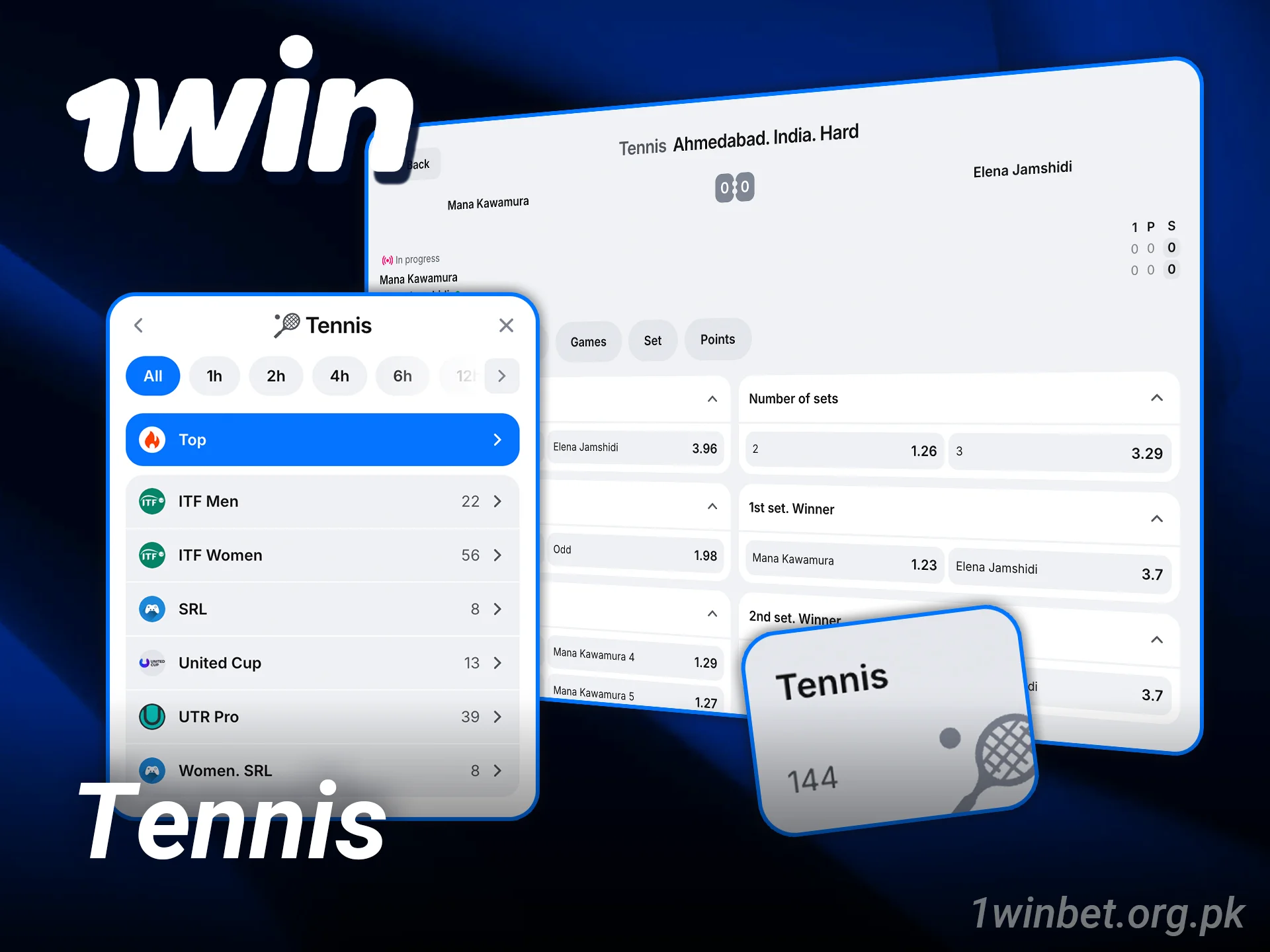 Bet on tennis matches easily and track live scores at 1win casino.