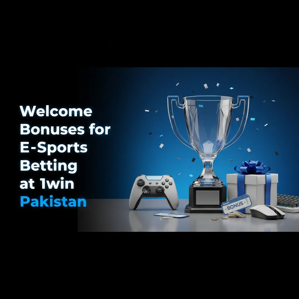 1win Pakistan esports welcome bonus banner: 500% to 600K PKR, 600% to 750K PKR for crypto, steps to claim shown.
