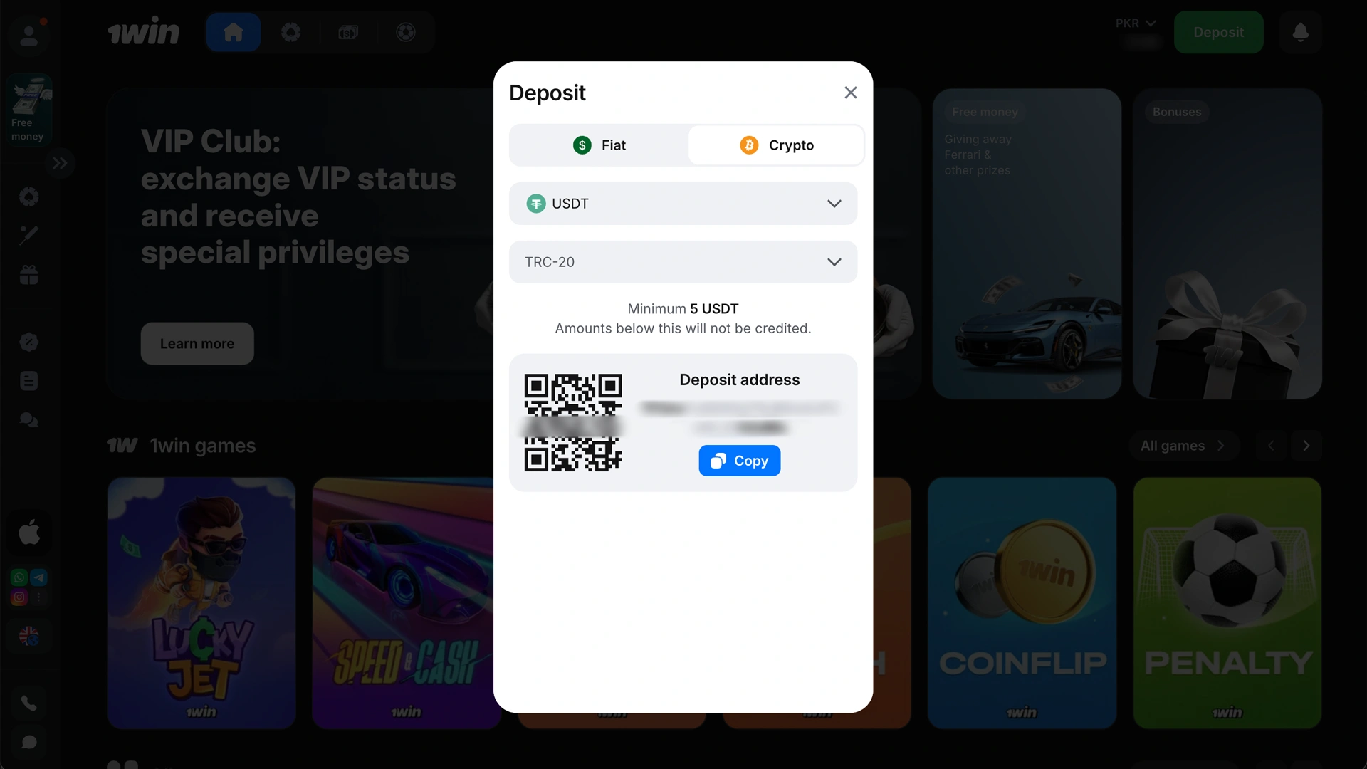 Deposit PKR into 1win to place bets on esports events.