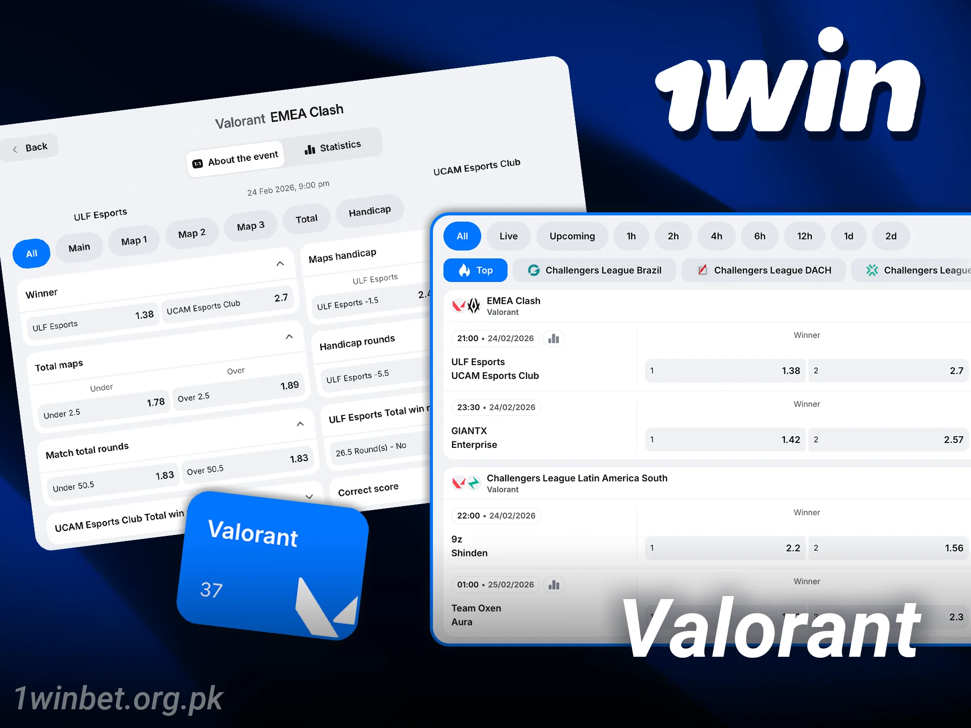 Watch and bet on tactical 1win esports rounds in Valorant.