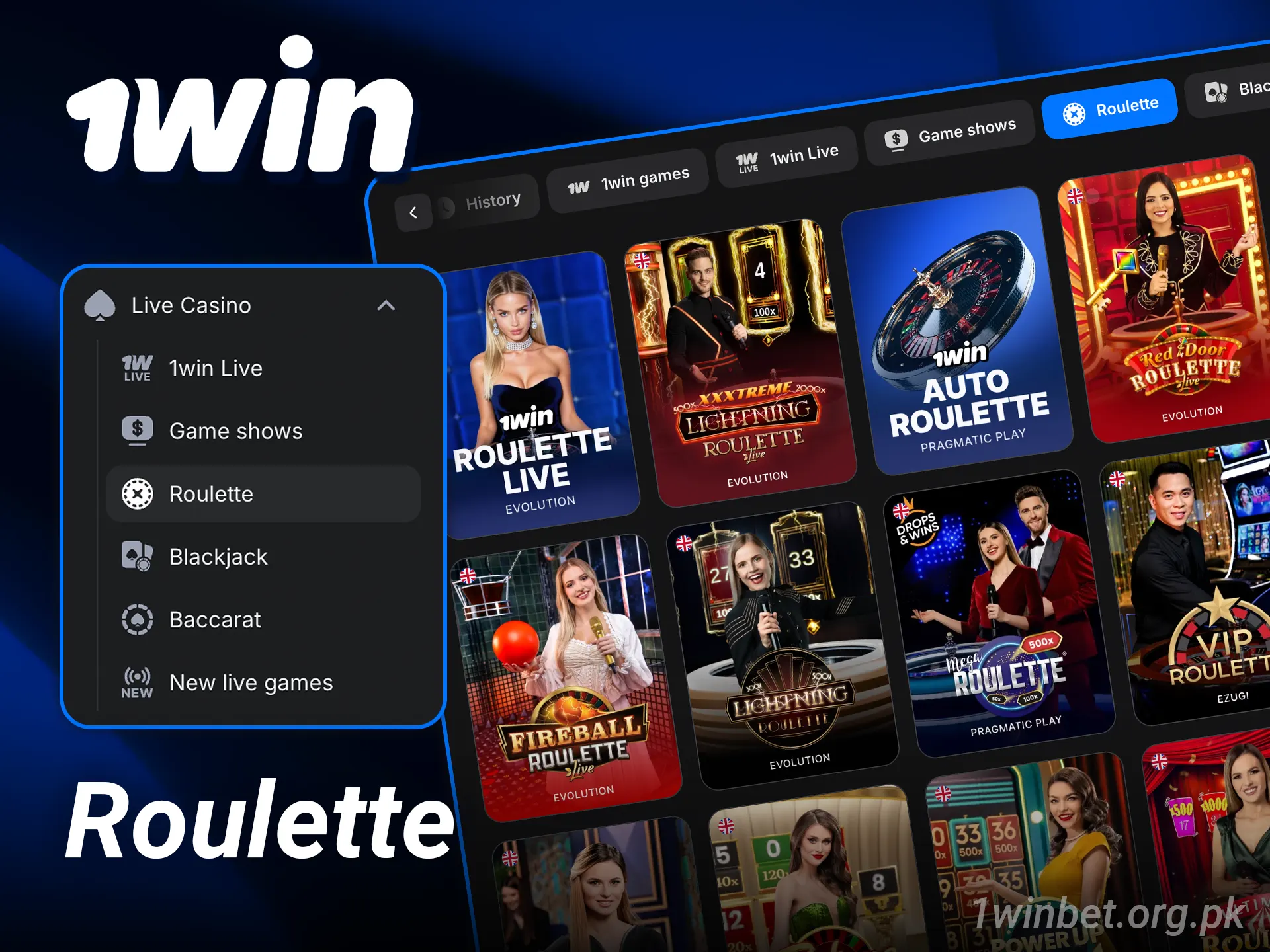 Place your bets on the classic live casino roulette at 1win.