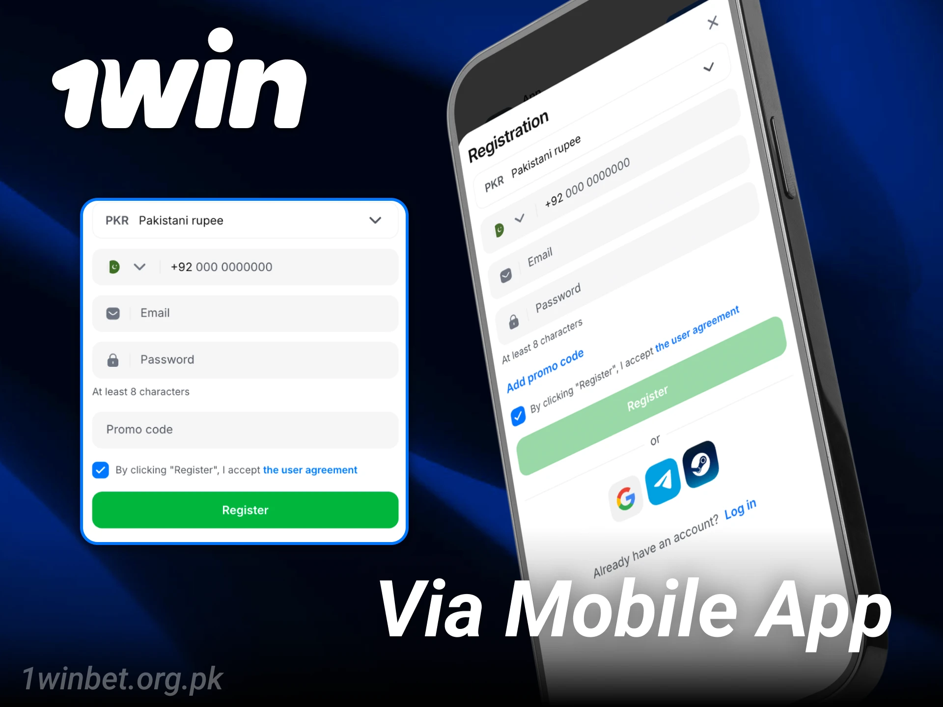 Use the 1win mobile app to finish your registration and bet.