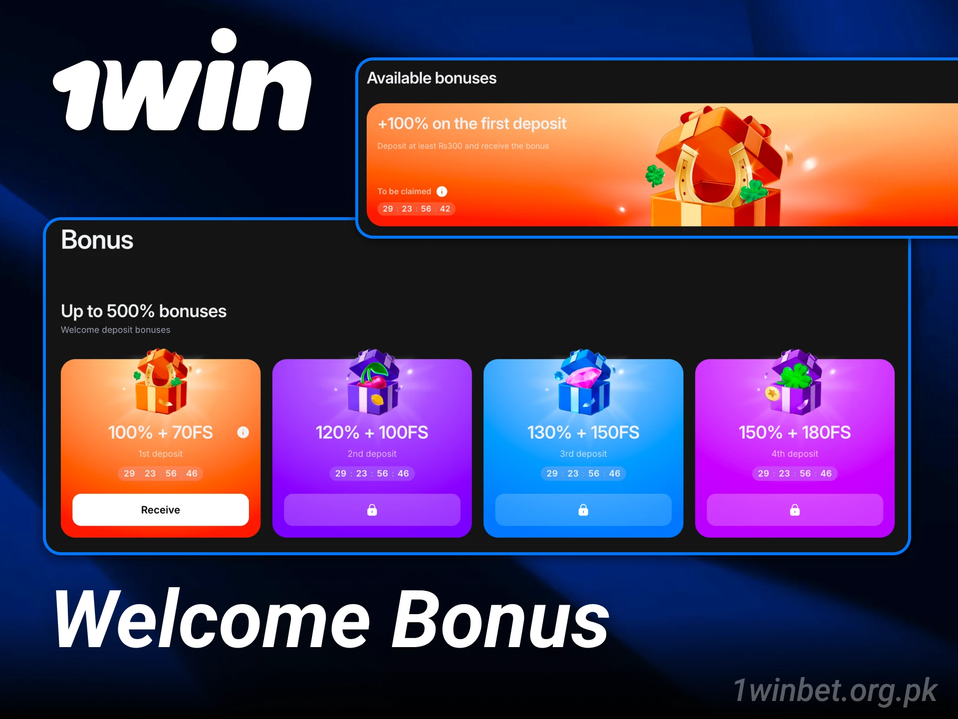 Claim a percentage welcome bonus after finishing your 1win registration today.