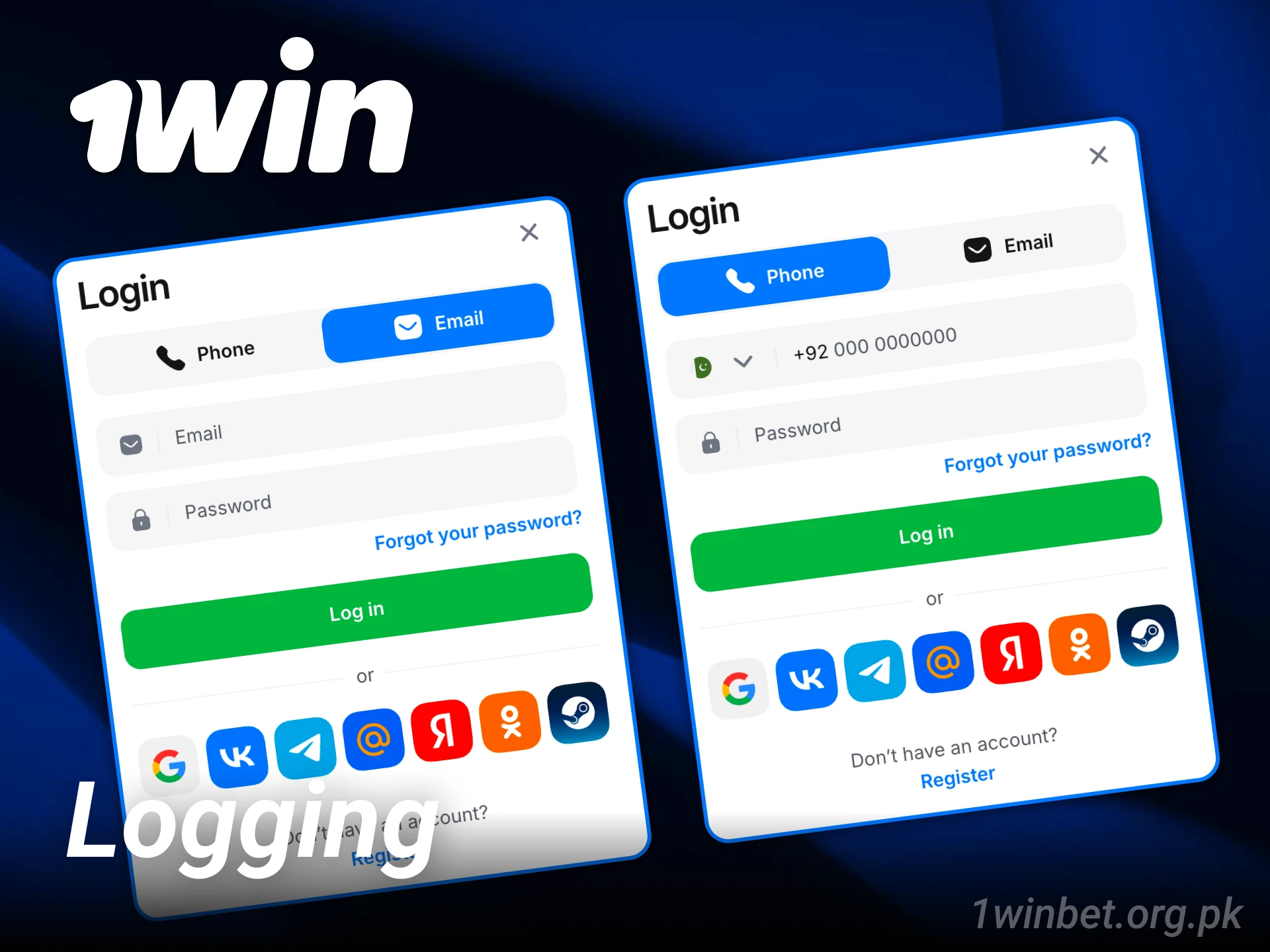 Log in to your profile after completing the 1win registration process.