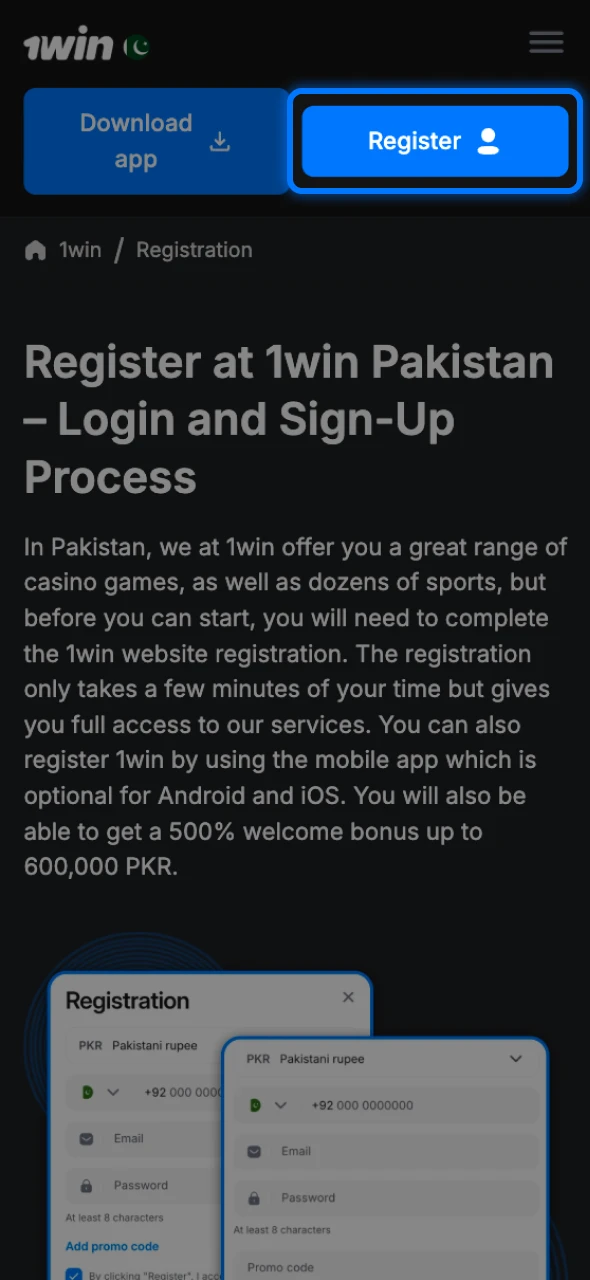 Go to 1win official site to begin your quick registration process.
