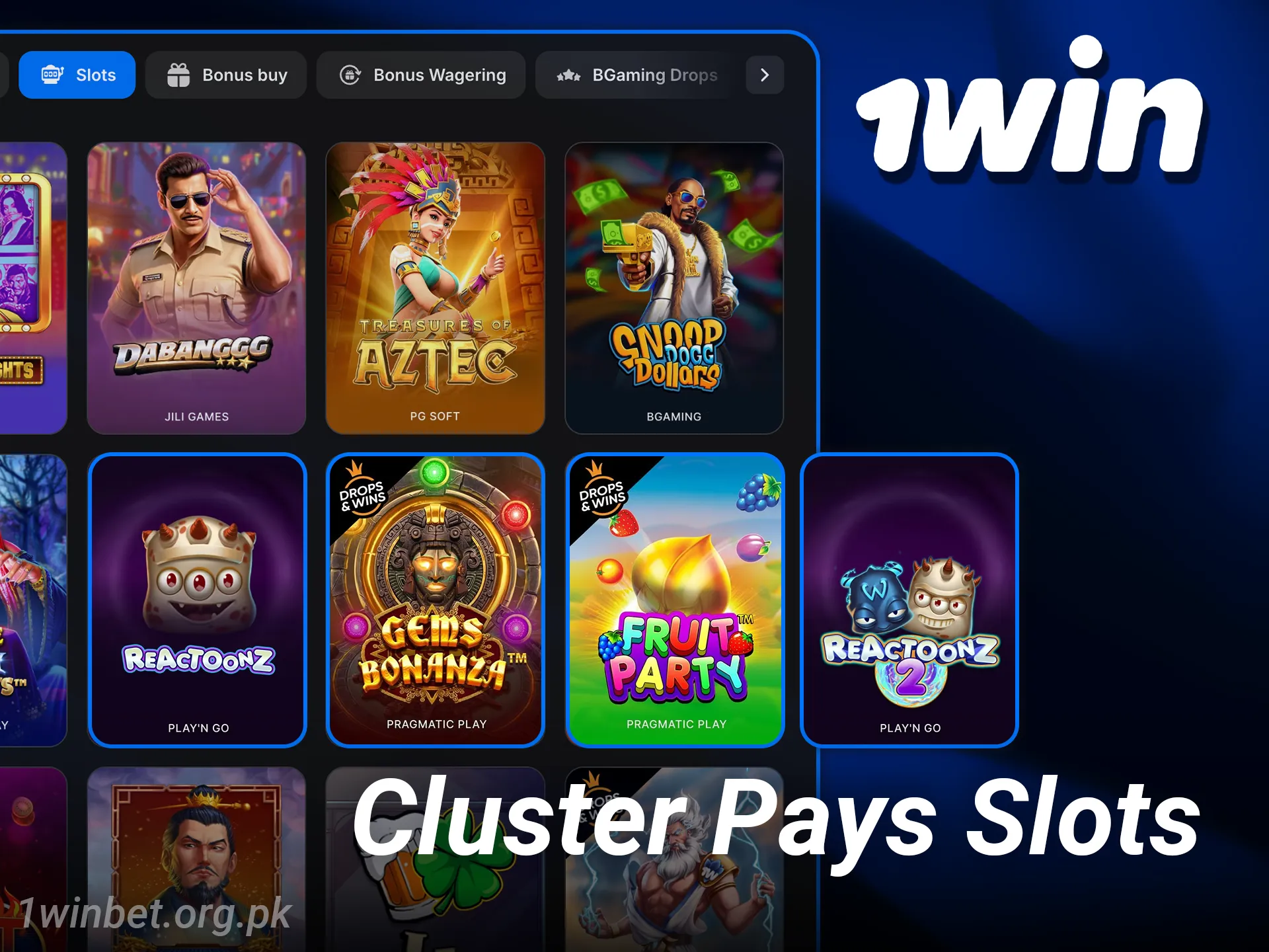 Form winning groups in 1win cluster pays slots for big payouts.