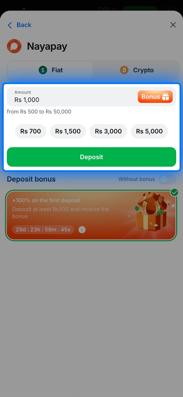 Deposit funds into your 1win account to play real slots.