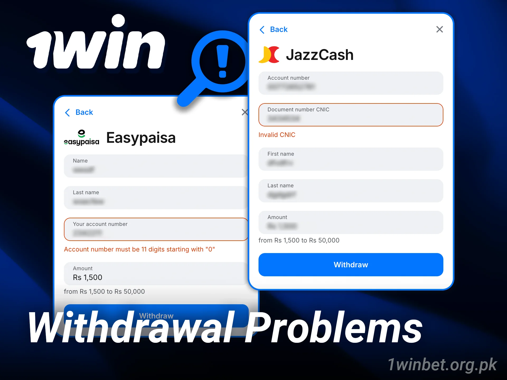 Check the common solutions for possible problems with 1win withdrawals in Pakistan.