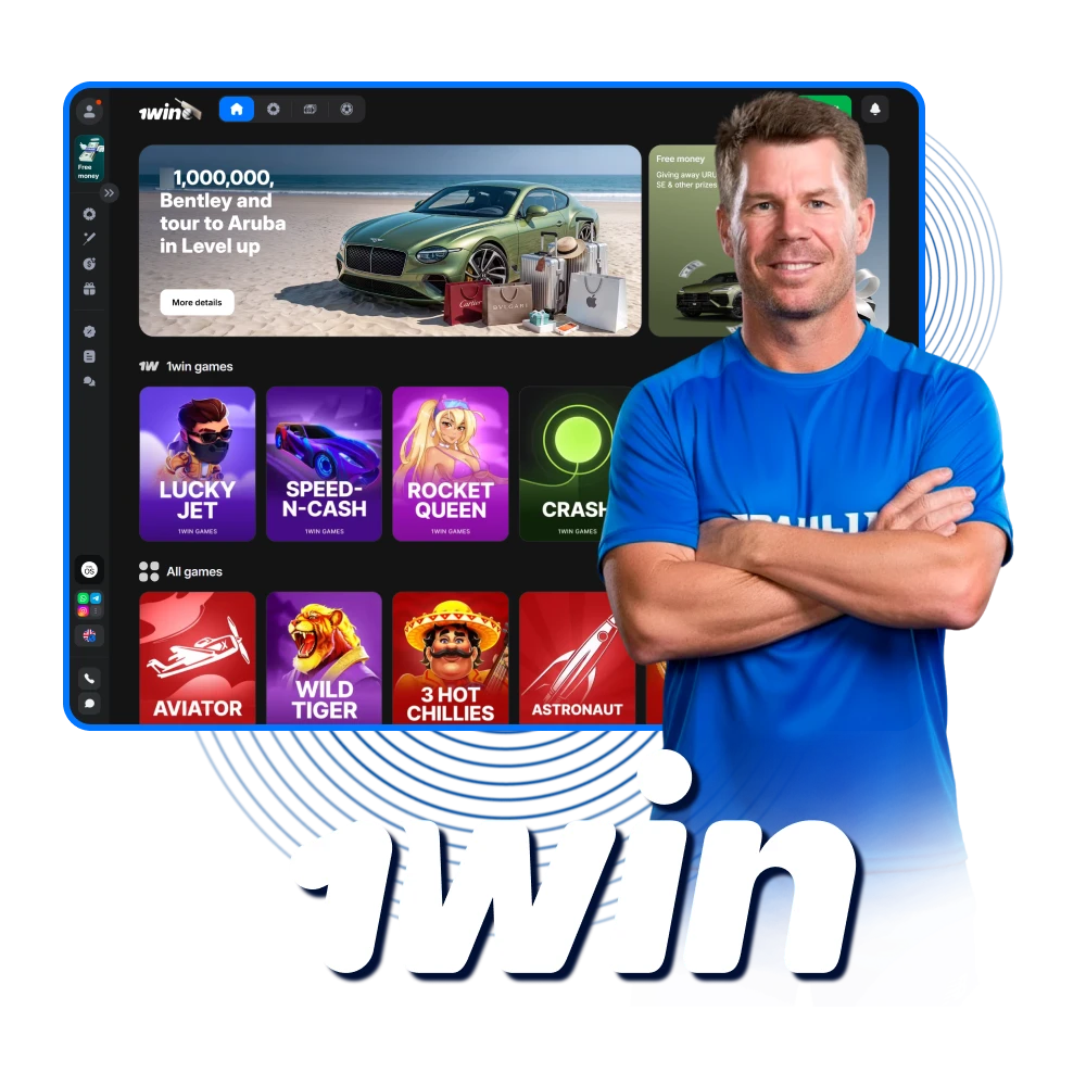 Join David Warner the legendary official brand ambassador of 1win.