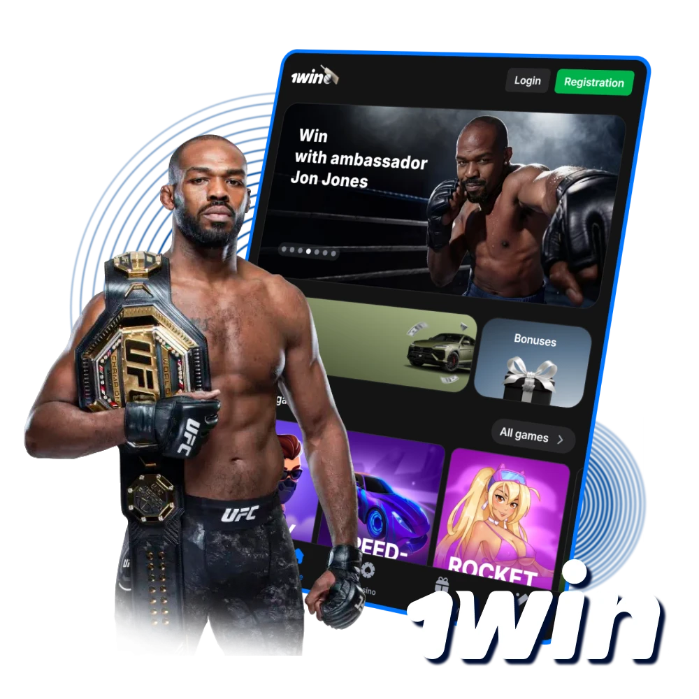 Join Jon Jones the legendary official brand ambassador of 1win.
