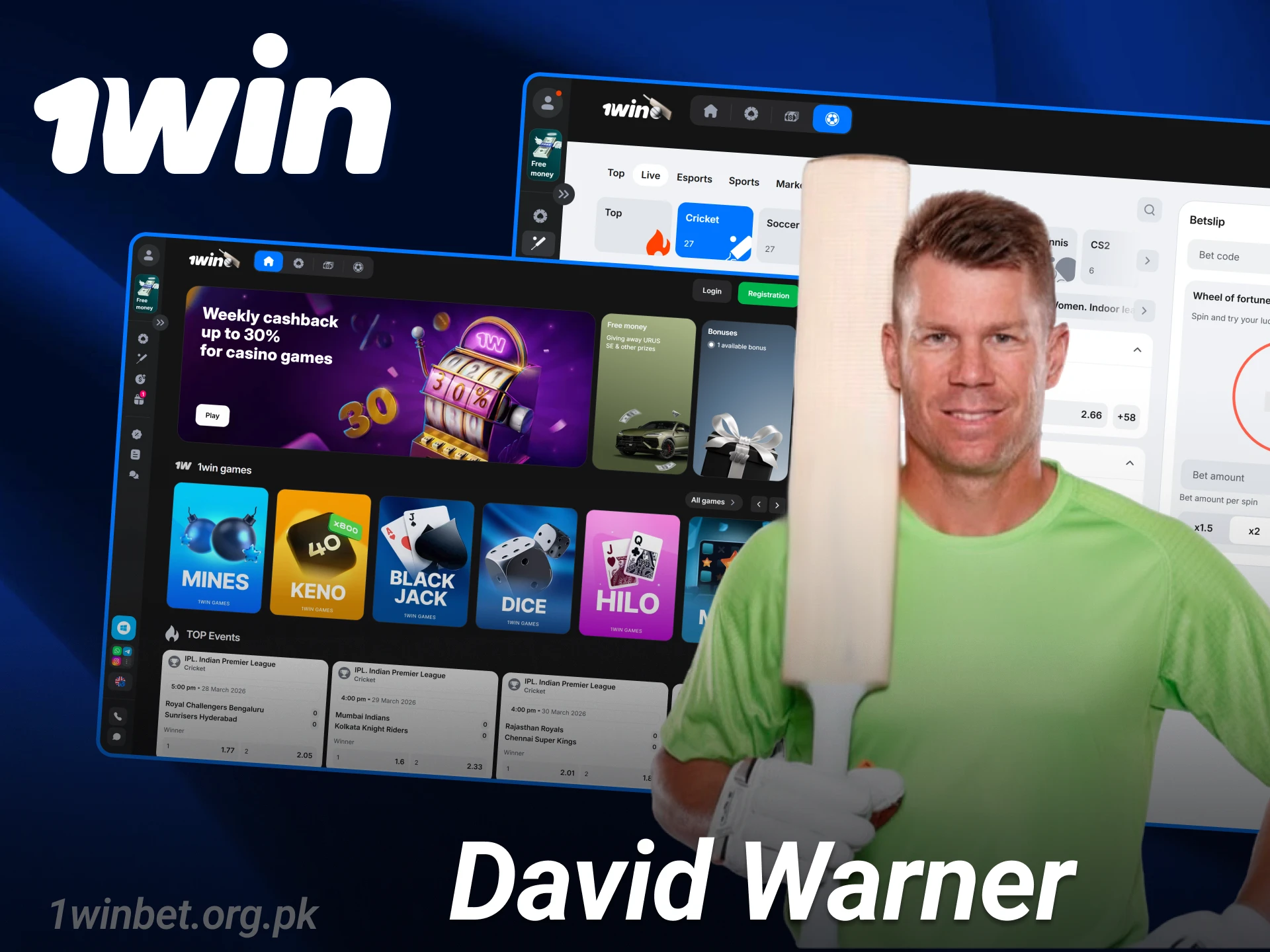 Explore the exclusive professional partnership between David Warner and 1win.