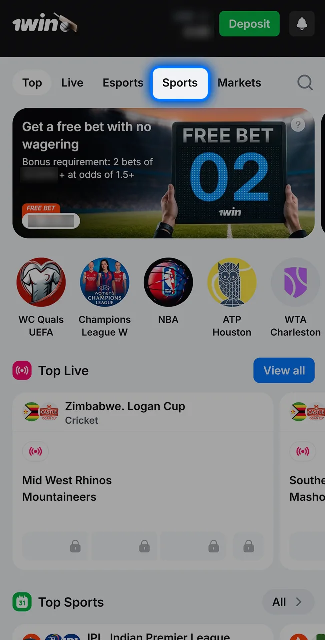 Go to the sports section on the 1win site now.