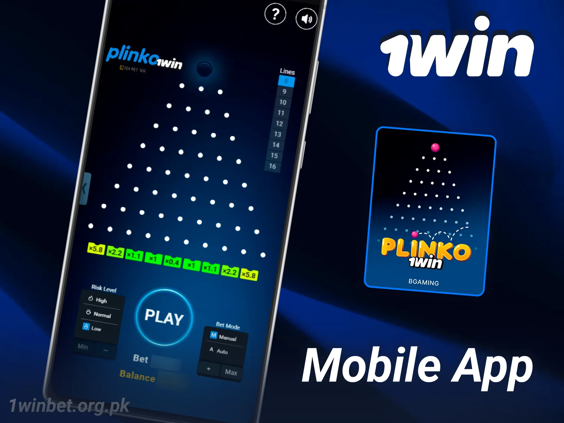 Play Plinko on the mobile app from the 1win site now.