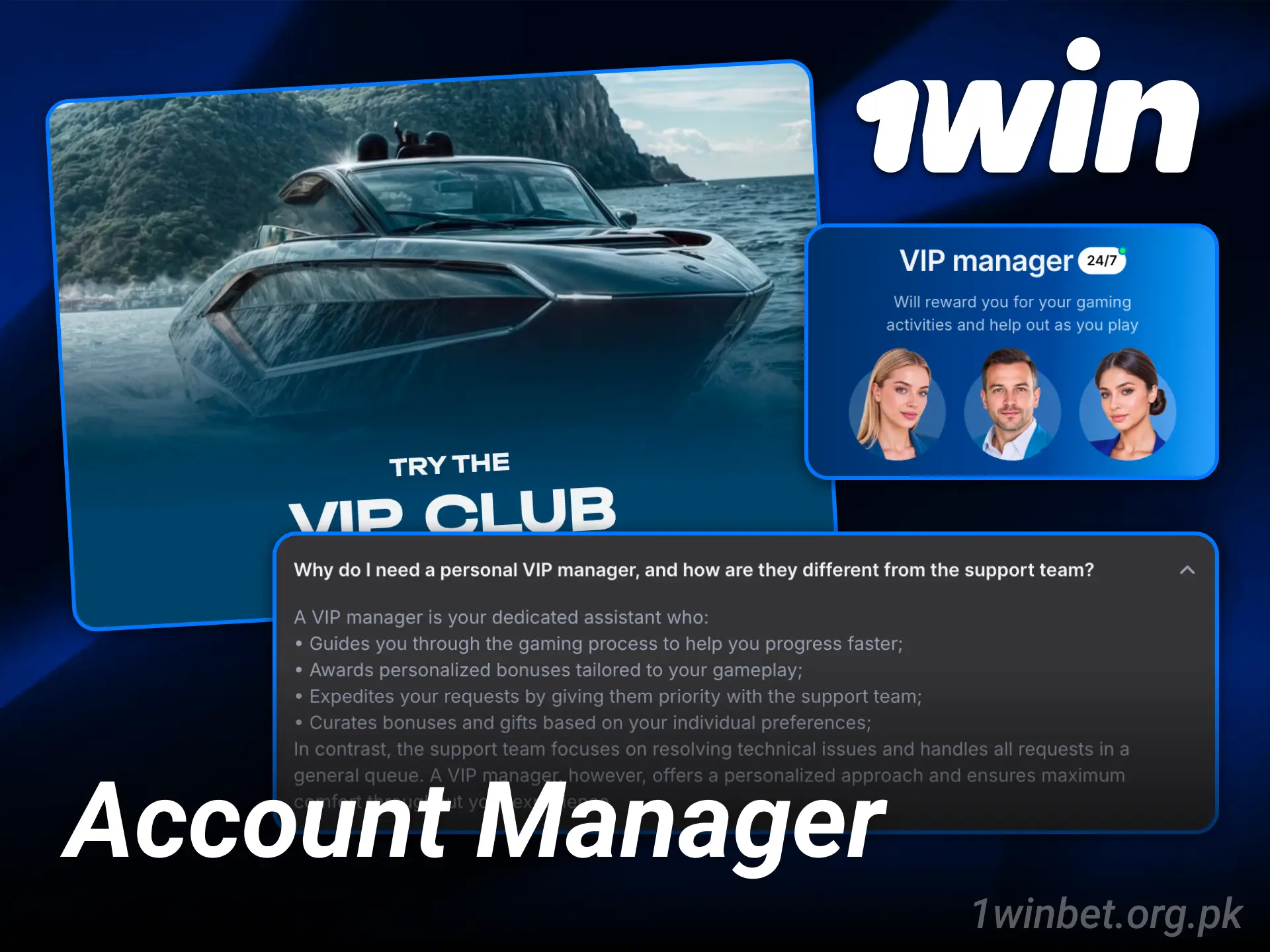 Get a dedicated account manager to assist your 1win VIP Club journey.