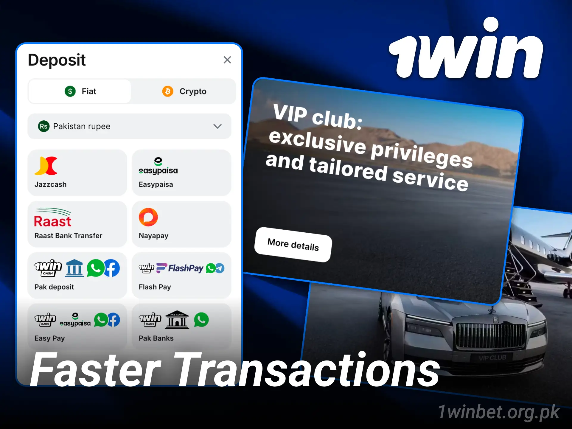 Enjoy faster transactions for all your 1win VIP Club financial operations.